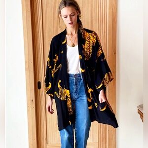 Emerson Fry Black and Gold tiger Fete Jacket layering Kimono
